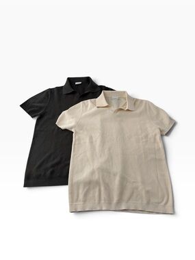 John Henric 100% Textured Cotton Preppy Casual Polo Shirts (Set of 2) Men’s Sz M